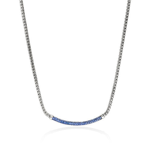 JH Essential Pavé Necklace, Sterling Silver, Gemstones, 2.5MM