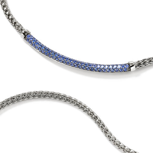 JH Essential Pavé Necklace, Sterling Silver, Gemstones, 2.5MM