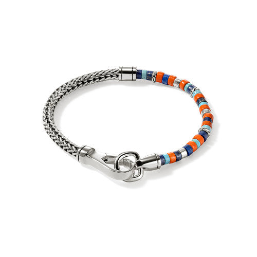 Heishi Chain Bracelet, Sterling Silver, Hardstones