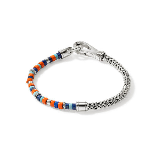 Heishi Chain Bracelet, Sterling Silver, Hardstones