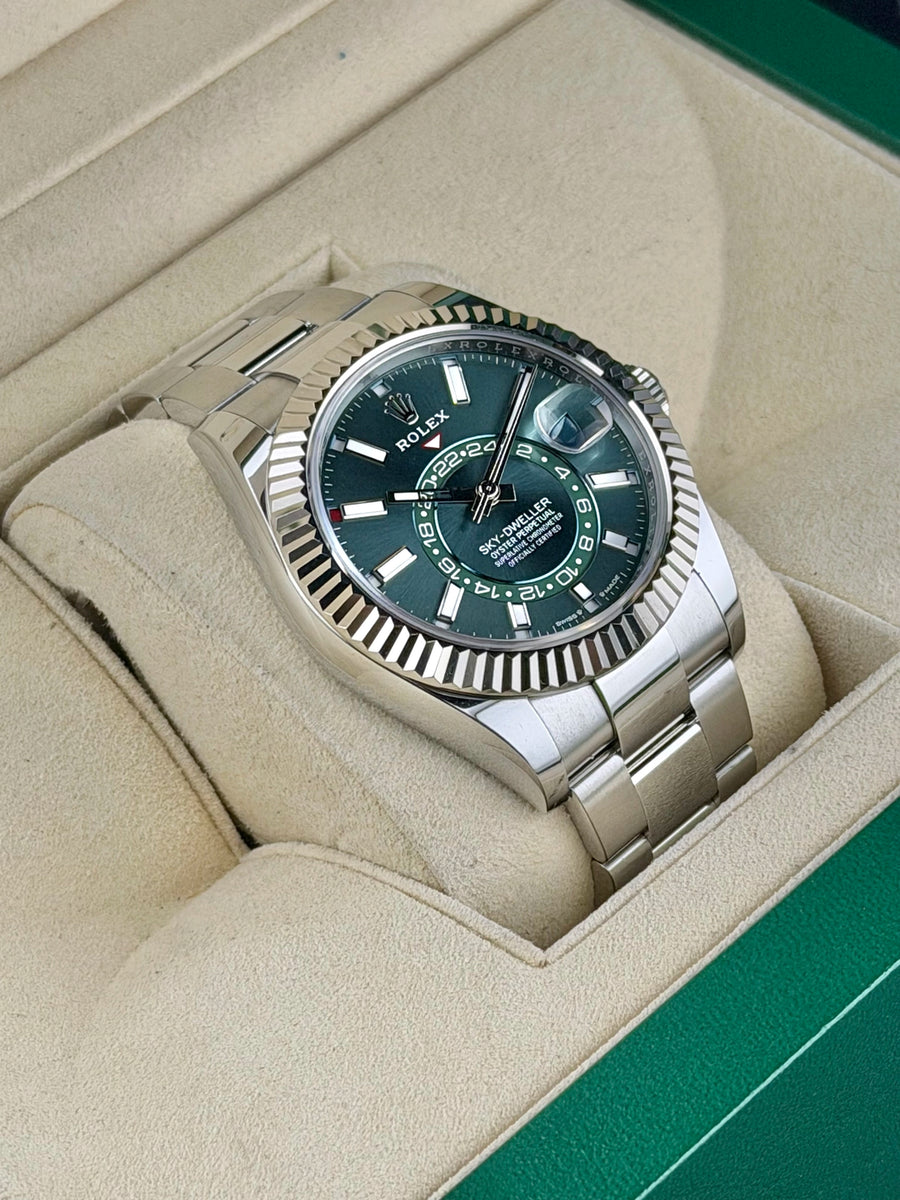Rolex SkyDweller Mint Green Index Dial on Oyster 336934 Complete 2024
