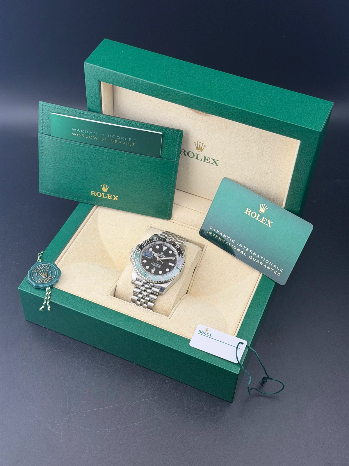 Rolex GMT-Master II "Sprite" Black Dial on Jubilee 126720VTNR Complete 2025