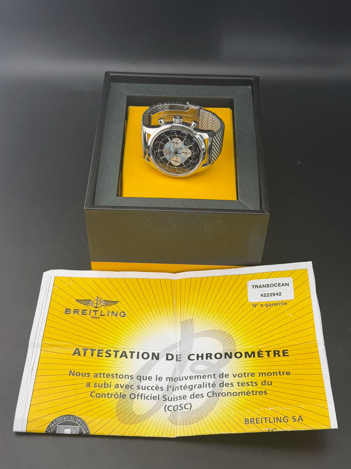 Breitling Transocean Black Dial on Bracelet AB0510 Complete