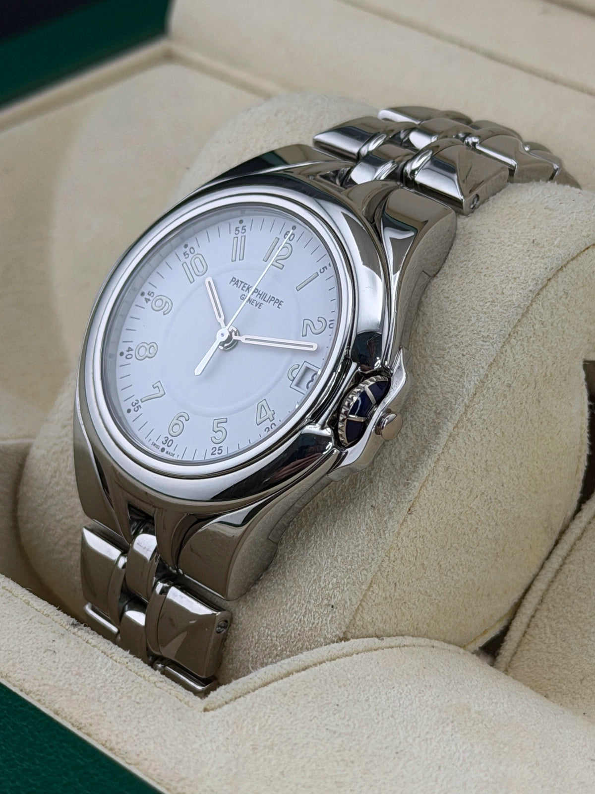 Patek Philippe Sculpture White Dial on Bracelet 5091/1A Archives and Box 1999