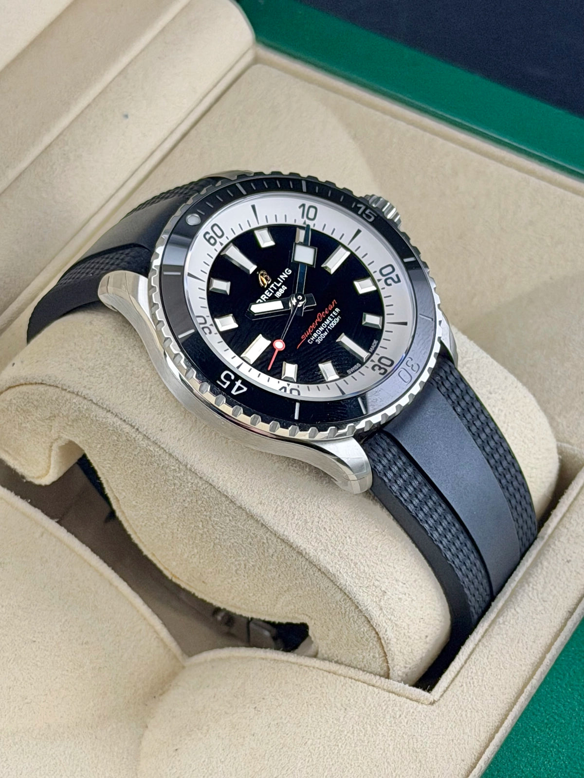 Breitling Superocean Automatic Black Dial on Rubber Strap A17375211B1S1 Complete 2026