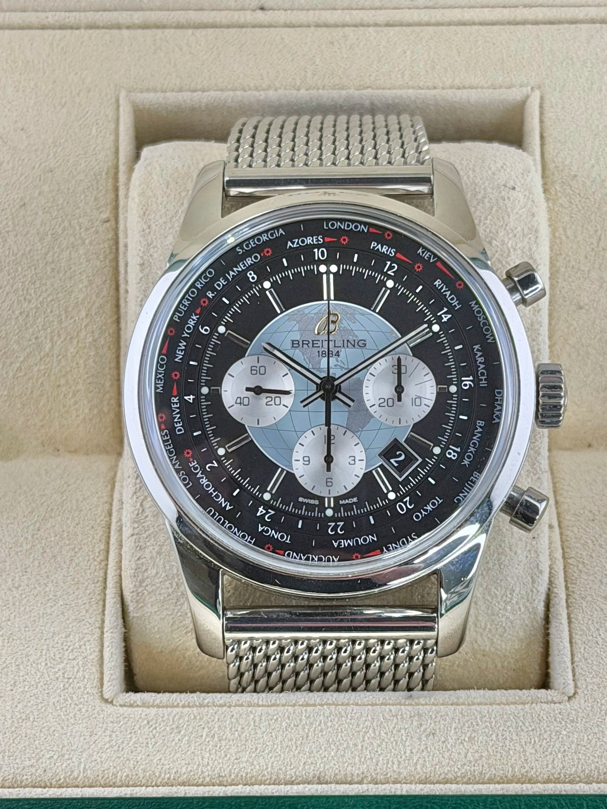 Breitling Transocean Black Dial on Bracelet AB0510 Complete
