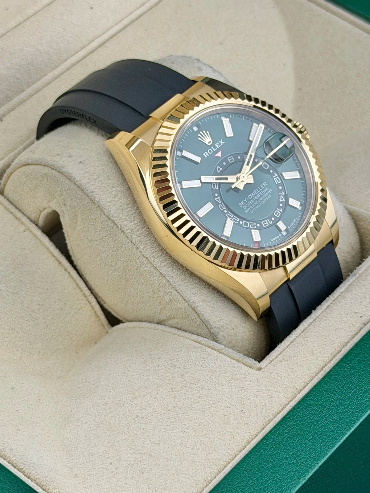 Rolex SkyDweller Green Index Dial on Oysterflex 336238 Complete 2026