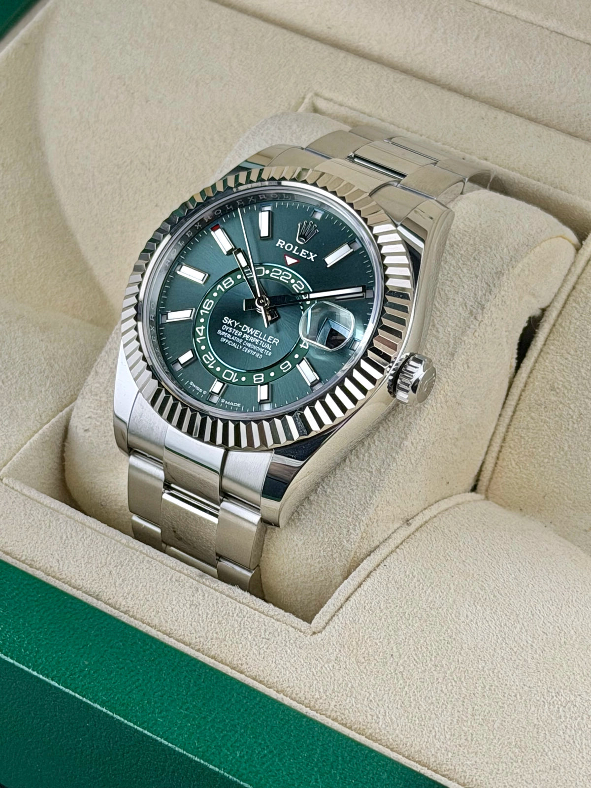 Rolex SkyDweller Mint Green Index Dial on Oyster 336934 Complete 2024