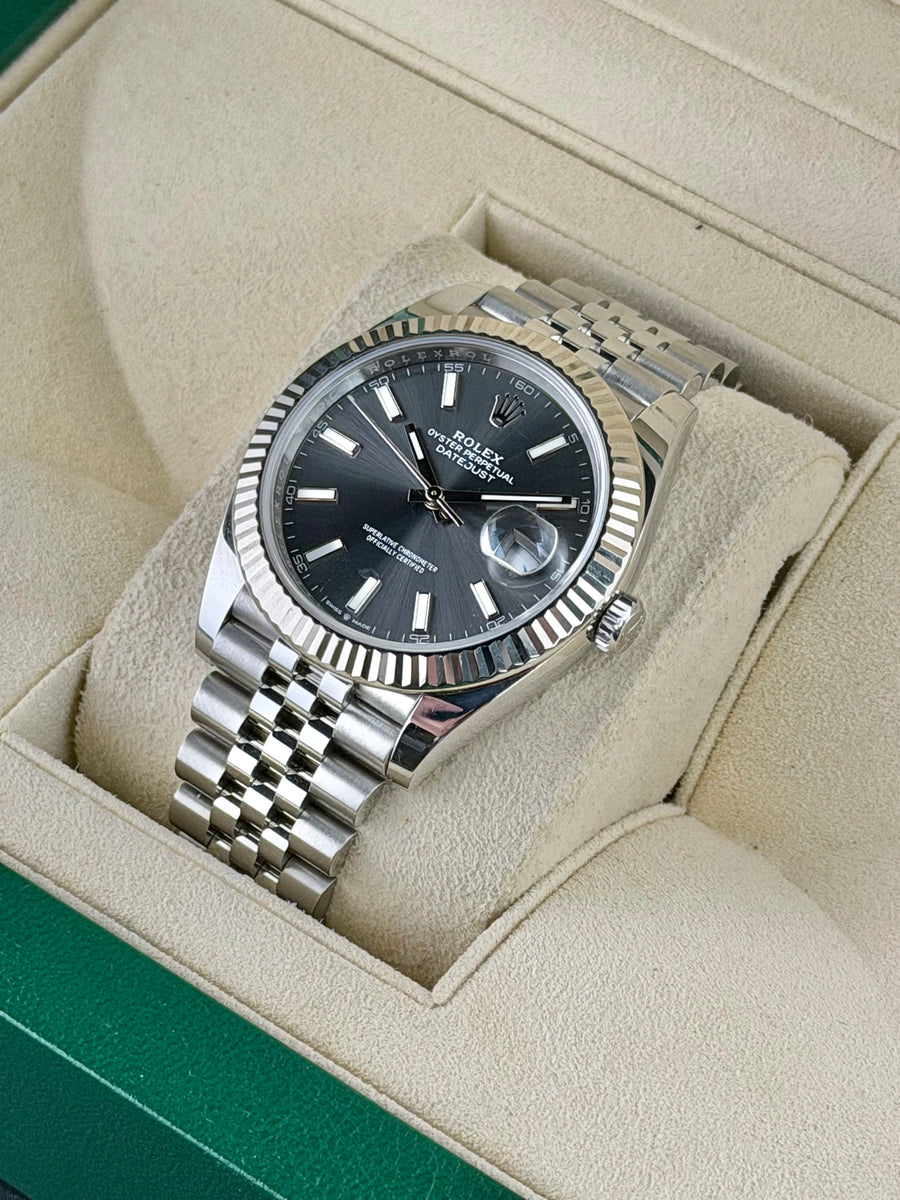 Rolex Datejust 41 Dark Rhodium Index Dial on Jubilee 126334 Complete 2022