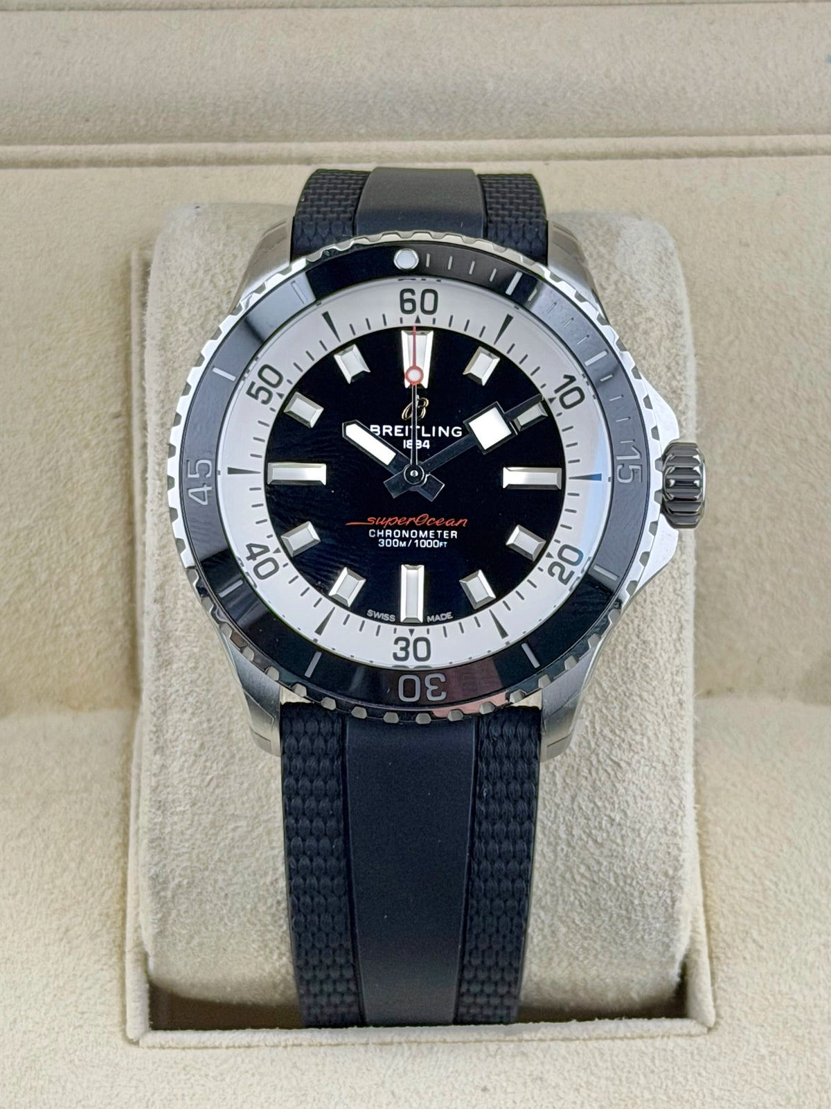 Breitling Superocean Automatic Black Dial on Rubber Strap A17375211B1S1 Complete 2026