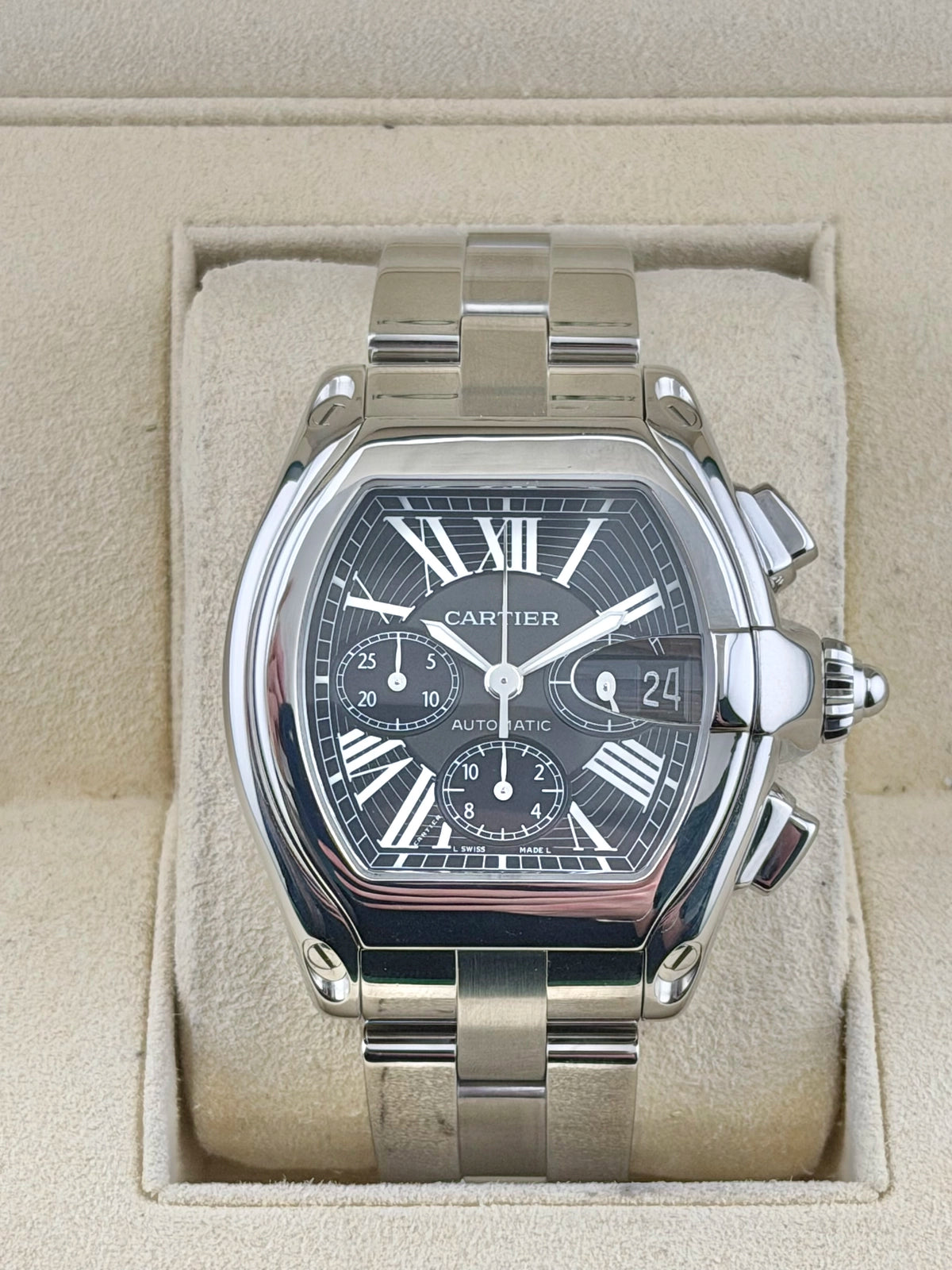 Cartier Roadster Black Dial on Bracelet W62020X6 2005