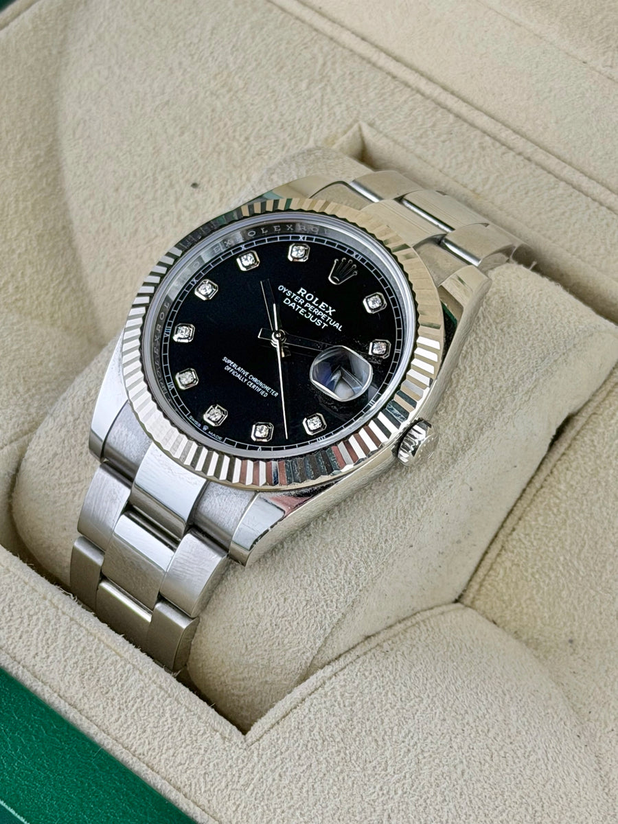 Rolex Datejust 41 Black Diamond Dial on Oyster 126334 Complete 2024