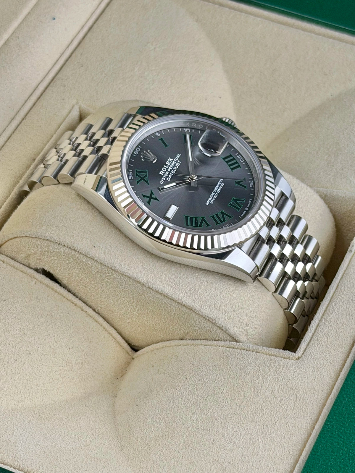 Rolex Datejust 41 Slate Green Roman Dial on Jubilee 126334 Complete 2022