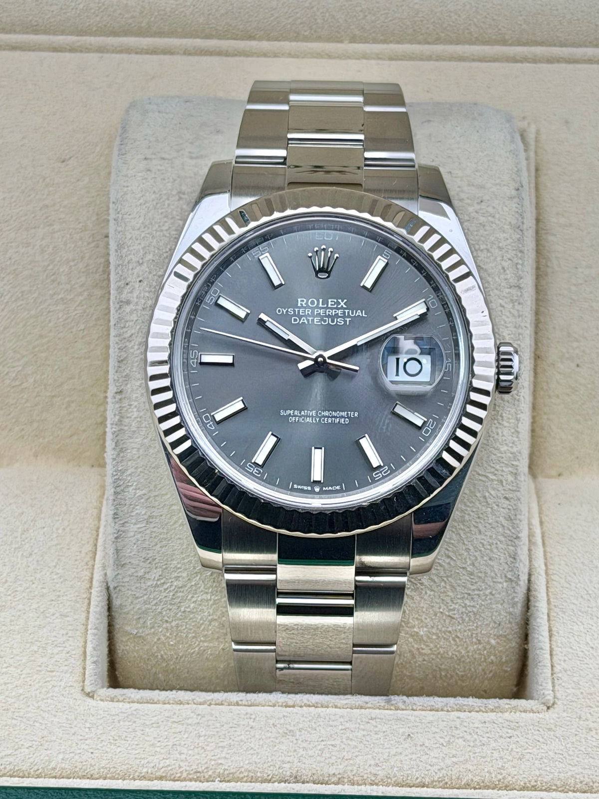 Rolex Datejust 41 Dark Rhodium Index Dial on Oyster 126334 Complete 2021