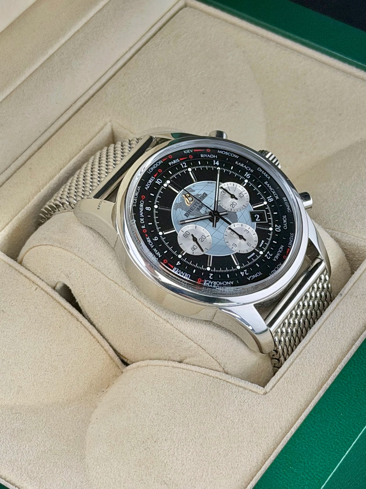 Breitling Transocean Black Dial on Bracelet AB0510 Complete