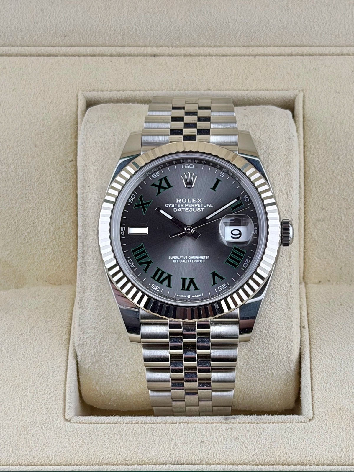 Rolex Datejust 41 Slate Green Roman Dial on Jubilee 126334 Complete 2022