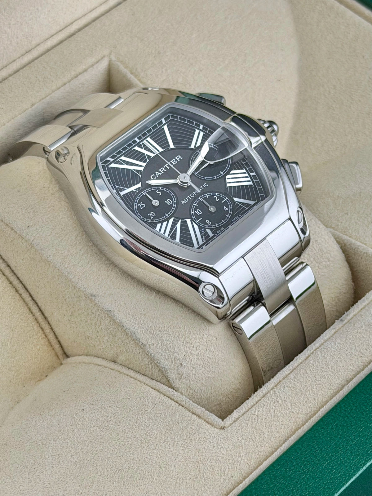 Cartier Roadster Black Dial on Bracelet W62020X6 2016