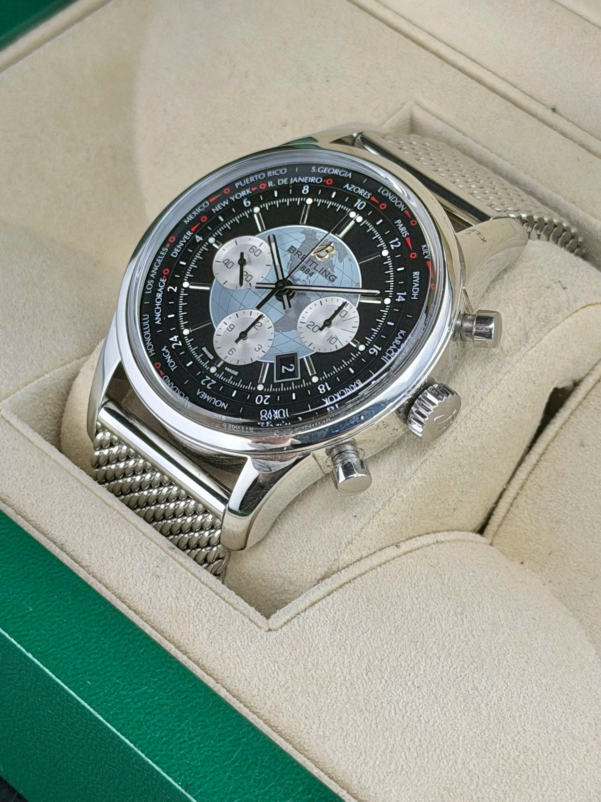 Breitling Transocean Black Dial on Bracelet AB0510 Complete
