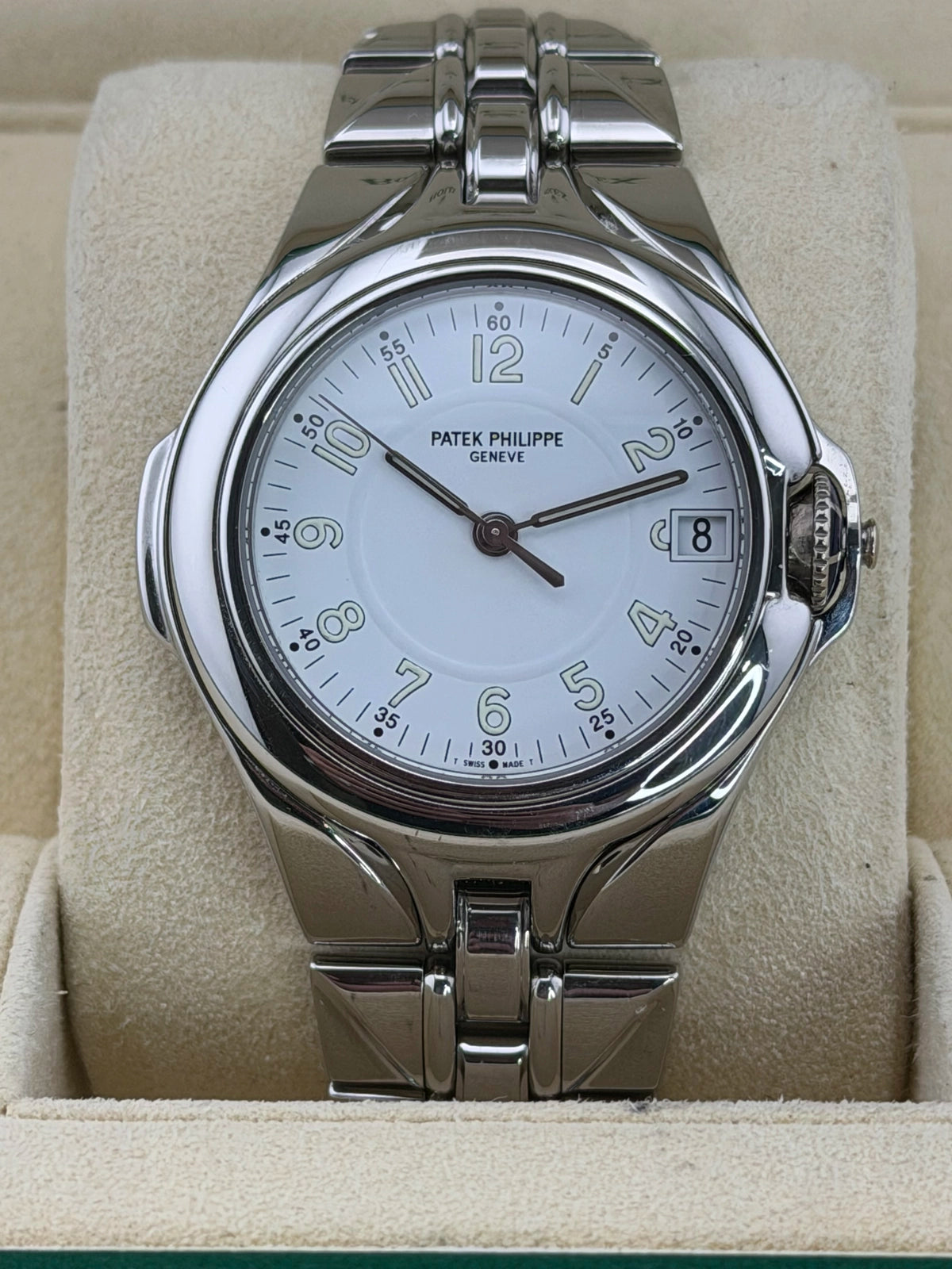 Patek Philippe Sculpture White Dial on Bracelet 5091/1A Archives and Box 1999