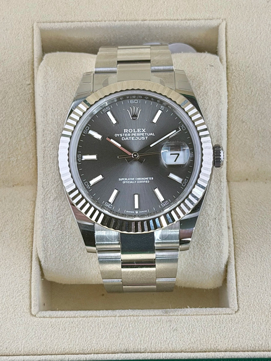 Rolex Datejust 41 Dark Rhodium Index Dial on Oyster 126334 Complete 2026