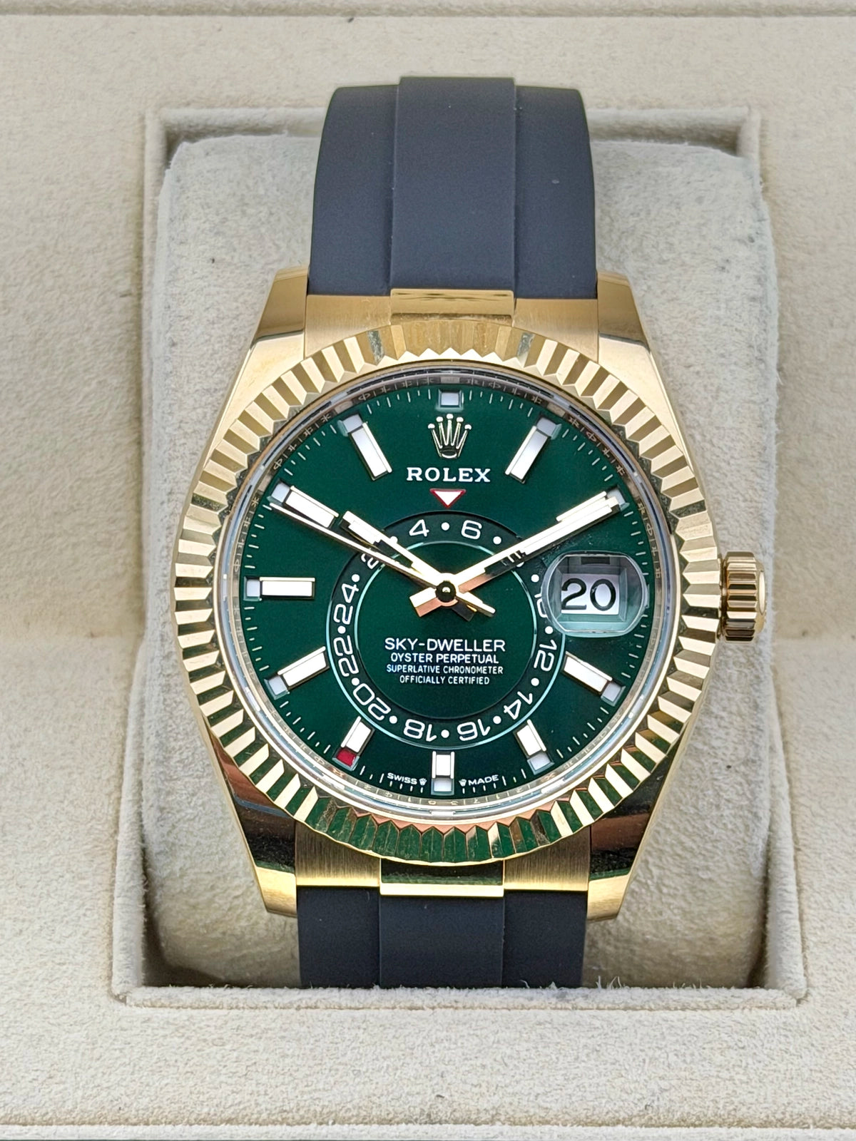 Rolex SkyDweller Green Index Dial on Oysterflex 336238 Complete 2026