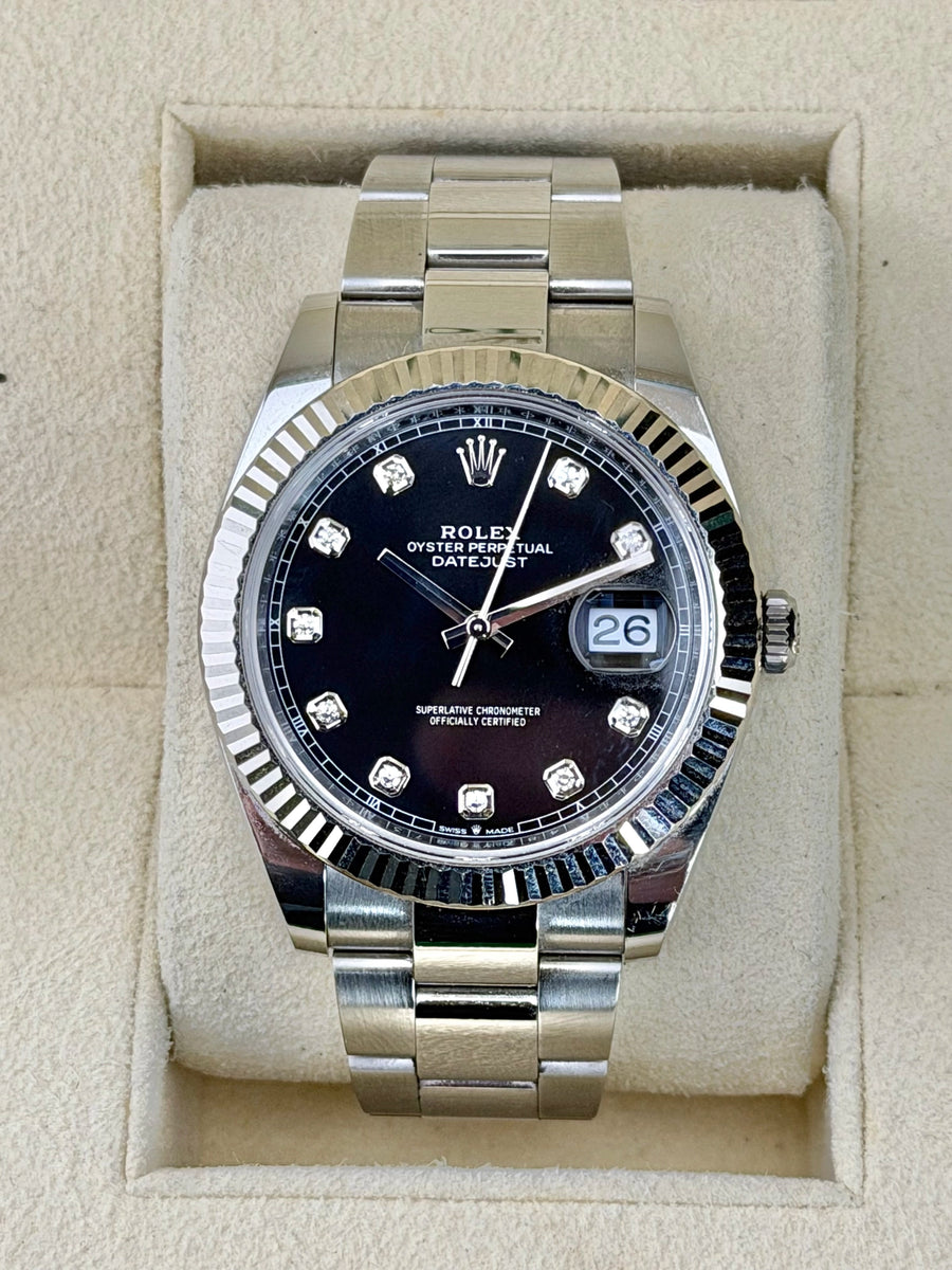 Rolex Datejust 41 Black Diamond Dial on Oyster 126334 Complete 2024