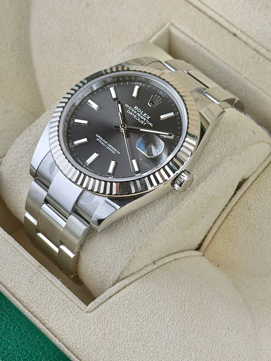 Rolex Datejust 41 Dark Rhodium Index Dial on Oyster 126334 Complete 2026