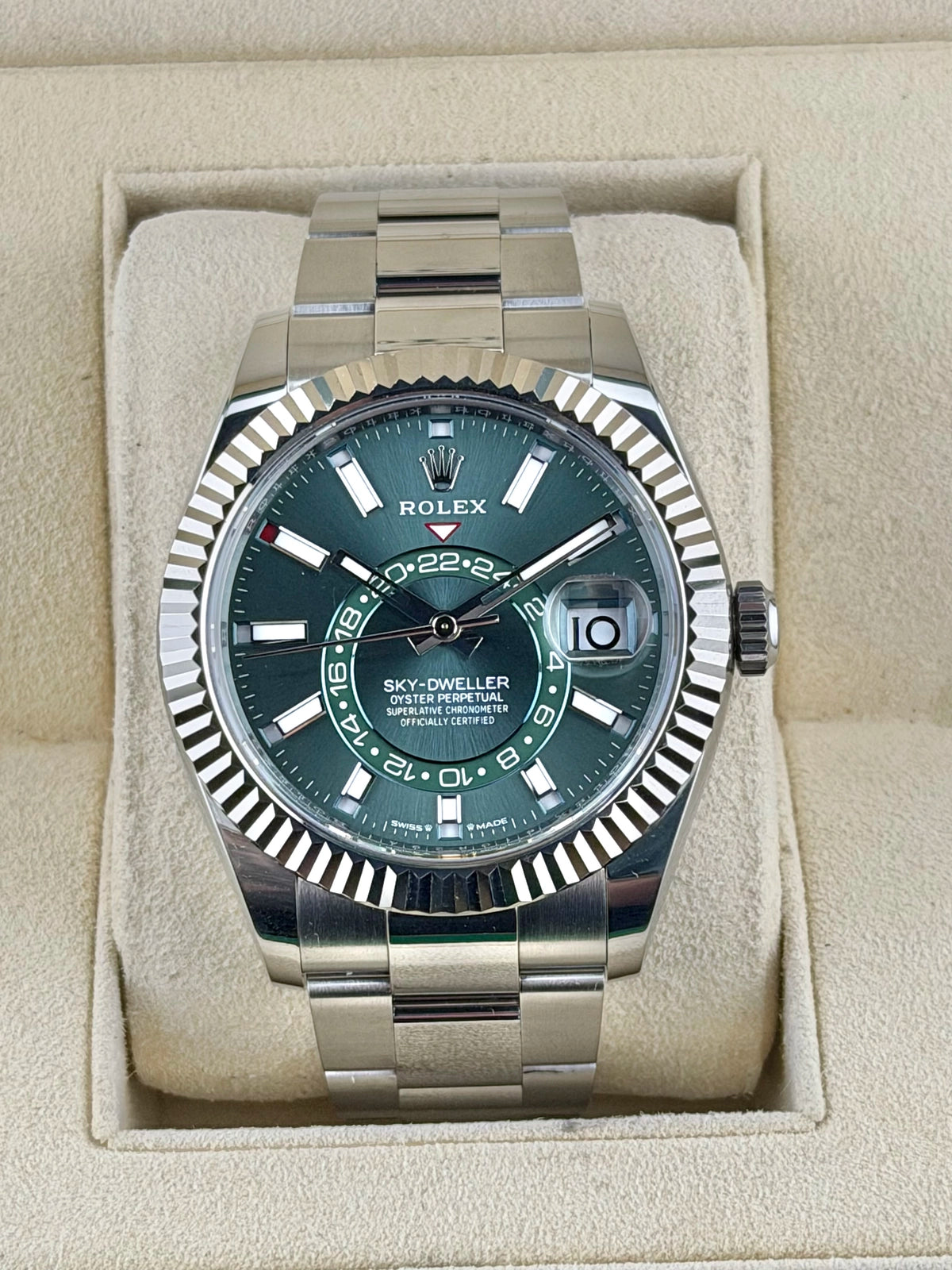 Rolex SkyDweller Mint Green Index Dial on Oyster 336934 Complete 2024