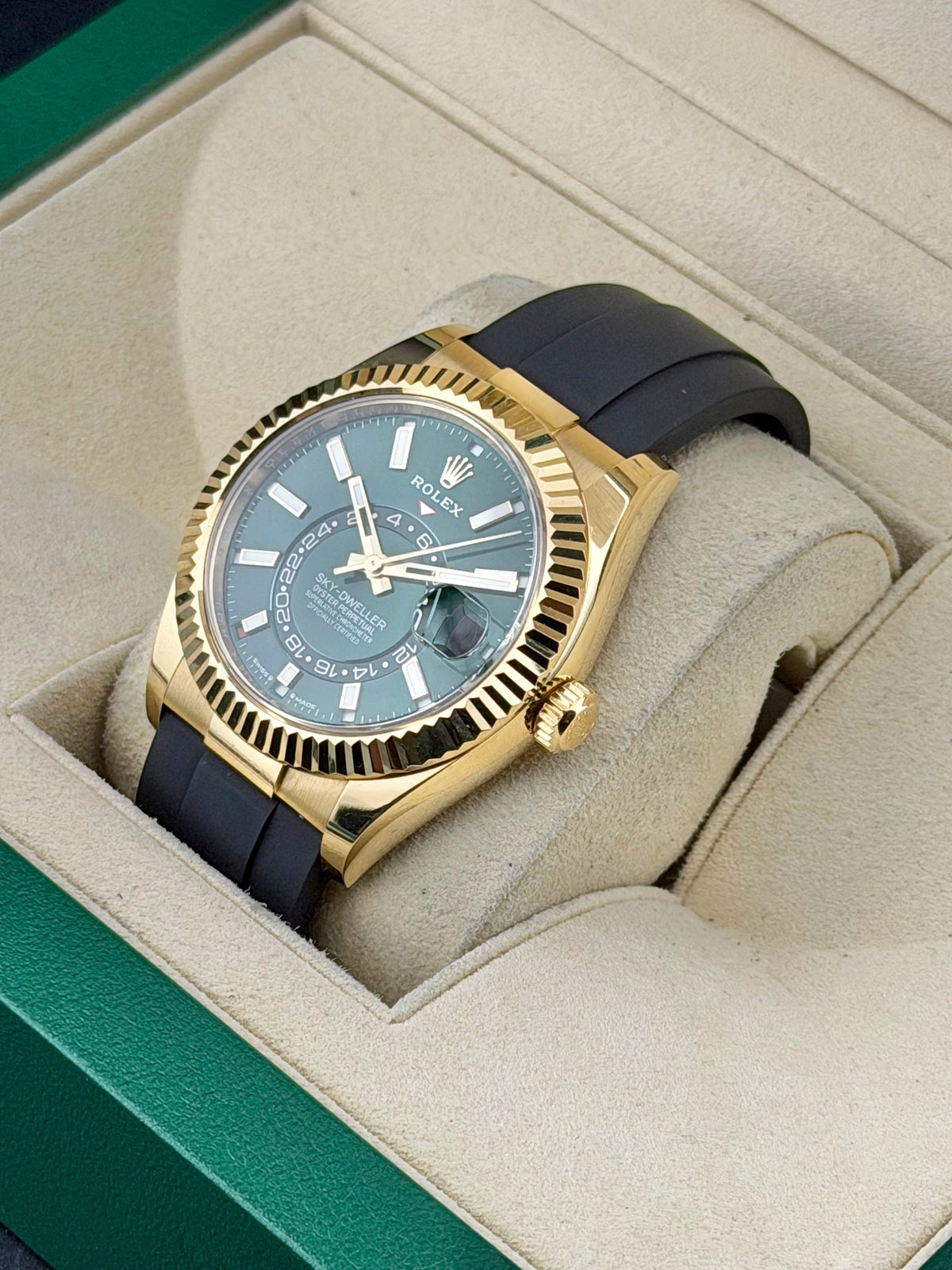 Rolex SkyDweller Green Index Dial on Oysterflex 336238 Complete 2026
