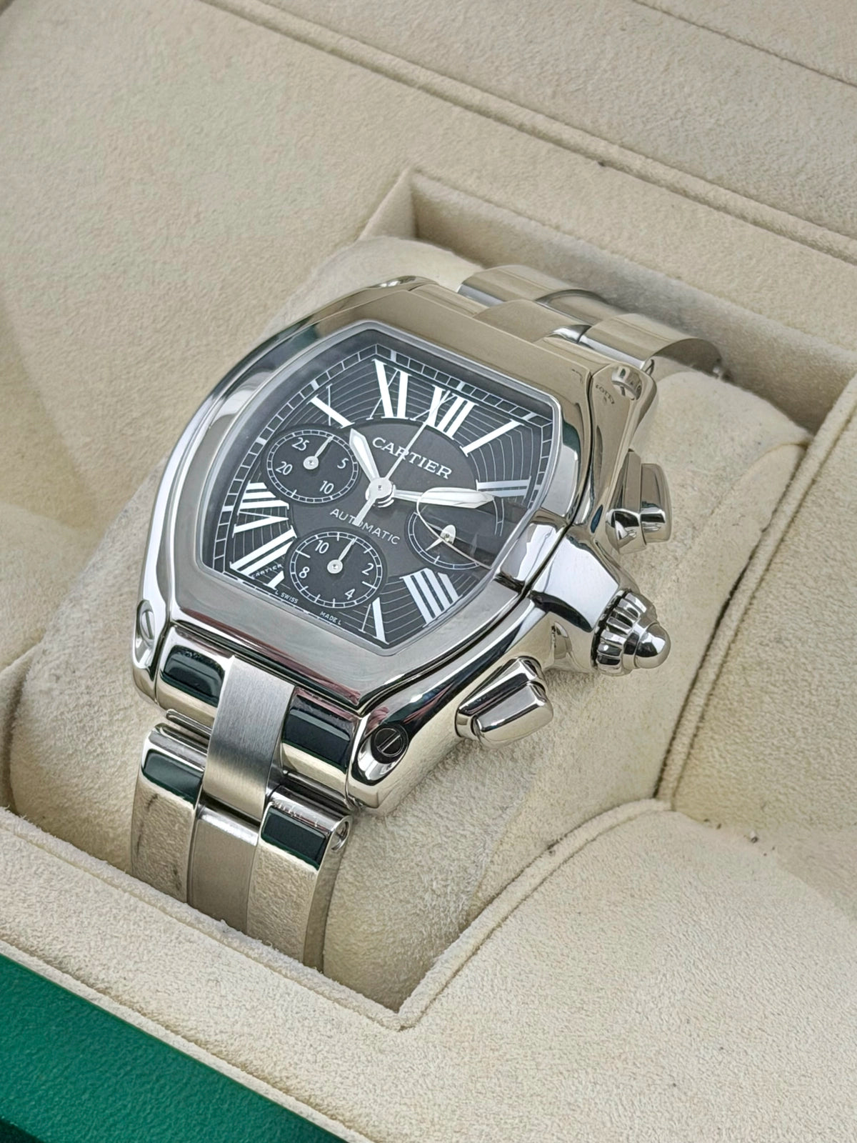 Cartier Roadster Black Dial on Bracelet W62020X6 2016